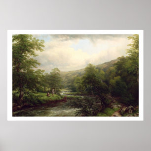 Fishing on the Dee, 1861 (oil on canvas) Poster