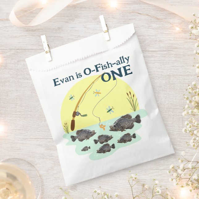 Fishing One Kid's First Birthday Crappie Fish  Favour Bag (Clipped)