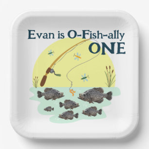 Fishing One Kid's First Birthday Crappie Pan Fish Paper Plate