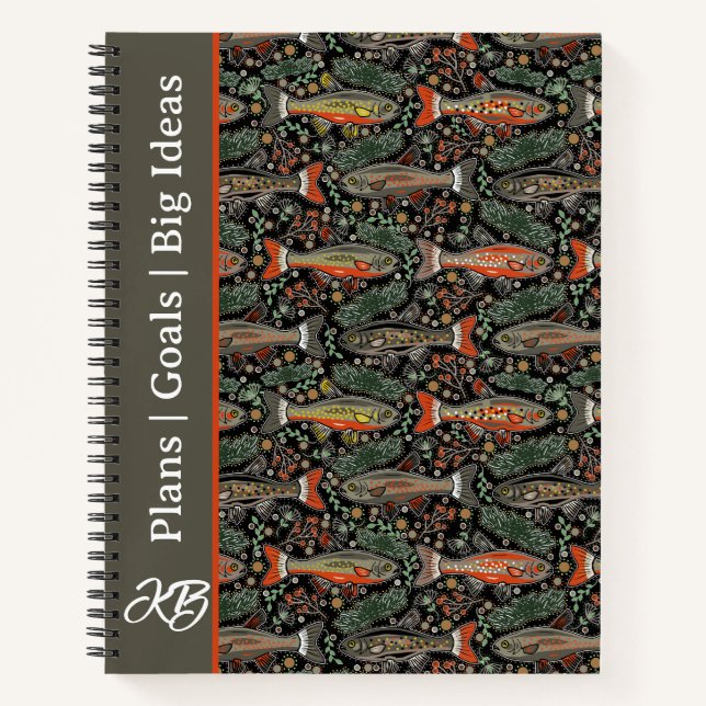 Fishing Orange Grey Trout Personalized Journal (Front)