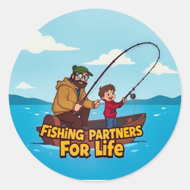 Fishing Partners for Life: A Bond Beyond the Water Classic Round Sticker (Front)
