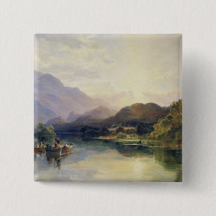 Fishing Party at Loch Achray, with a View of Ben V 2 Inch Square Button