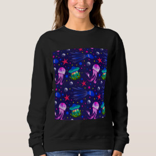 Fishing Pattern Sea Animals Jellyfish Sweatshirt