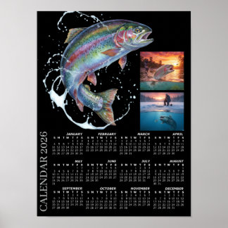 Fishing Photo Calendar 2026, Fly Fishing, Trout Poster