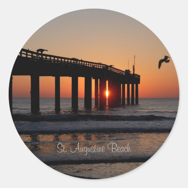Fishing Pier, St. Augustine Beach Classic Round Sticker (Front)
