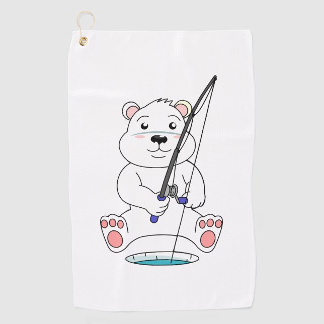 Fishing Polar Bear Golf Towel (Front)