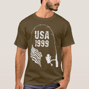 Fishing pole American Flag 1999 Birthday T-Shirt