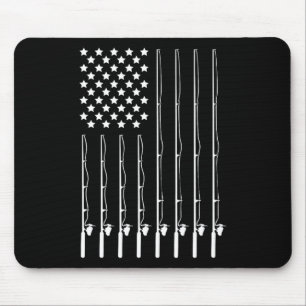 Fishing Pole American Flag Patriotic Outdoorsman Mouse Pad