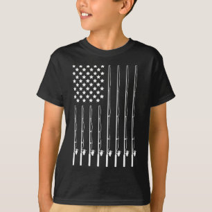 Fishing Pole American Flag Patriotic Outdoorsman T-Shirt