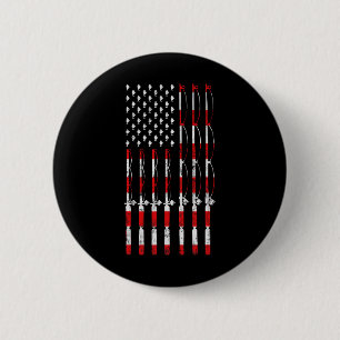 Fishing Pole American Usa Flag Patriotic Fishing G 2 Inch Round Button