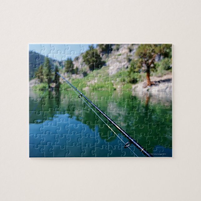 Fishing pole and lake jigsaw puzzle (Horizontal)