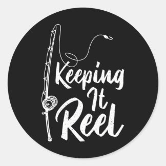 Fishing Pole Keeping it Reel Joke Funny Fish Classic Round Sticker