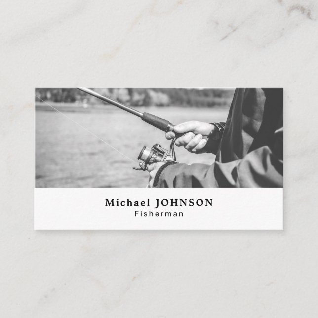 Fishing Portrait, Fisherman, Fisher Business Card (Front)