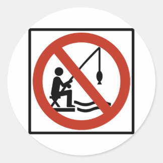 Fishing Prohibition Highway Sign Classic Round Sticker