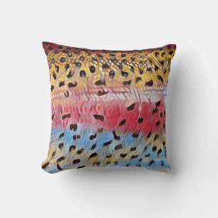 Fishing Rainbow Trout 16 x 16 Throw Pillow