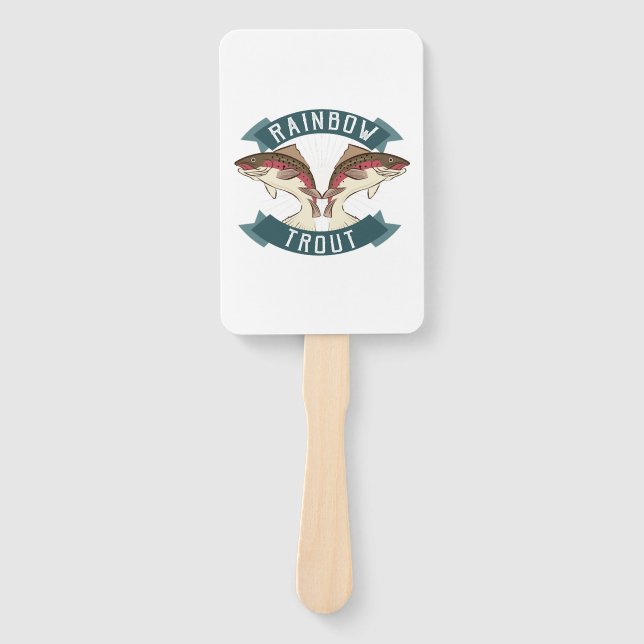fishing rainbow trout hand fan (Front)