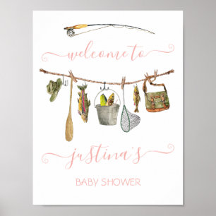 Fishing Reel Baby Shower Clothesline Poster