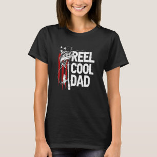 Fishing Reel Cool Dad Daddy Fisherman Usa Flag Fat T-Shirt