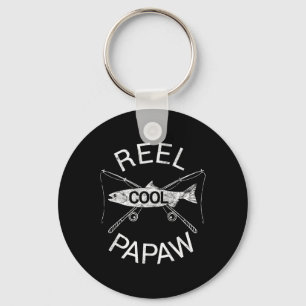 Fishing Reel Cool Papaw Papa Dad Gift Father's Day Keychain