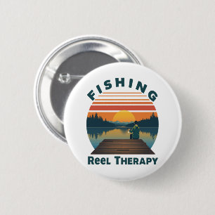 Fishing Reel Therapy Dad 2 Inch Round Button