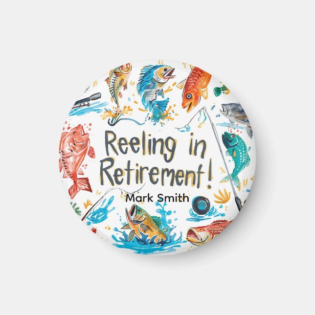 Fishing Reeling in Retirement Party watercolor  Magnet (Front)