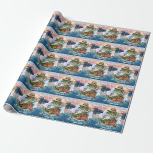 Fishing Reeling in Retirement Party watercolor  Wrapping Paper