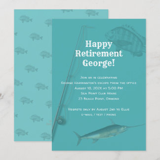 Fishing Retirement Party Sea Blue Invitation