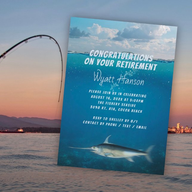 Fishing Retirement Party Swordfish Invitation (Creator Uploaded)