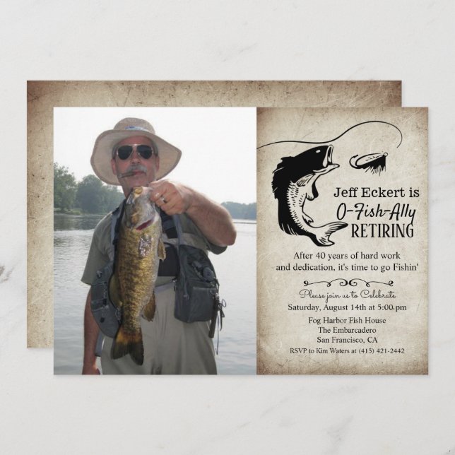 Fishing Retirement Photo Invitation (Front/Back)