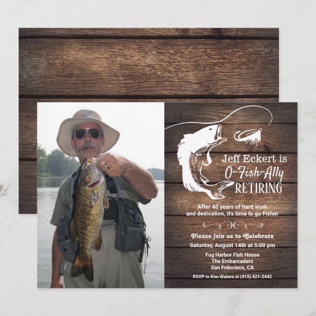 Fishing Retirement Photo Invitation (Front/Back)
