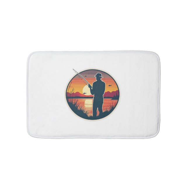 Fishing Retro Fishing Fish Sea Sunset Bath Mat (Front)