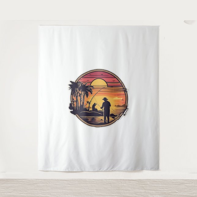 Fishing Retro Fishing Fish Tapestry (Front)