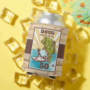 Fishing Retro Reeling Can Cooler