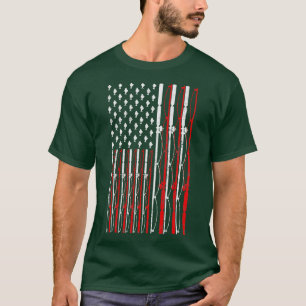 Fishing Rod American Flag Funny Fishing T-Shirt