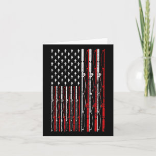 Fishing Rod American Flag Funny Vintage Fishing Card