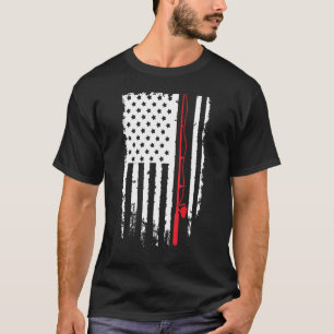 Fishing Rod American Flag Patriotic T-Shirt