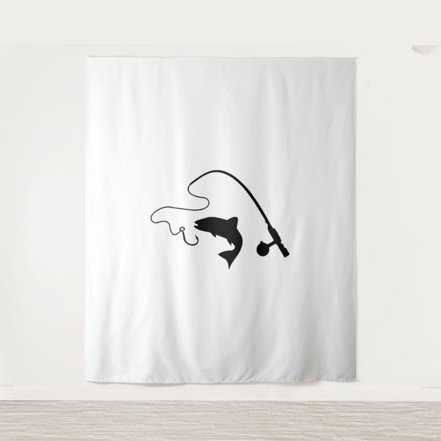 Fishing rod and fish, fishing tapestry (Front)