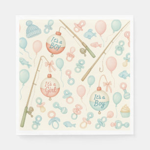 Fishing rod Baby reveal  for Fishing lovers  Napkin
