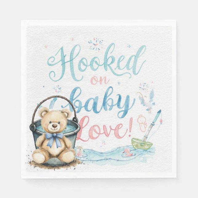 Fishing rod Baby reveal  for Fishing lovers  Napkin (Front)