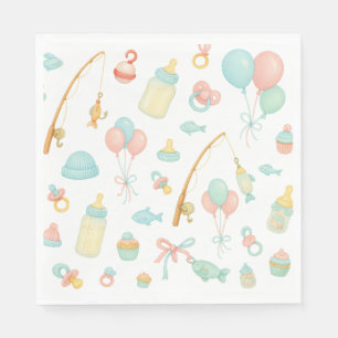 Fishing rod Baby reveal  for Fishing lovers  Napkin