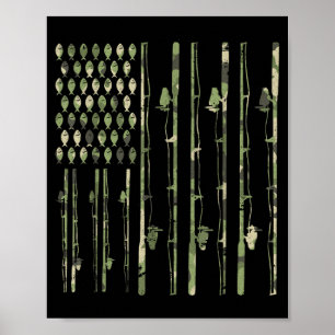 Fishing Rod Camo American Flag Funny Fishing Lover Poster