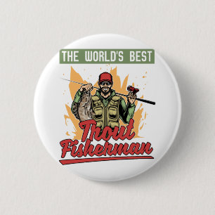 Fishing Rod Fish Fisherman 2 Inch Round Button