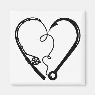FISHING ROD HEART HOOK MAGNET