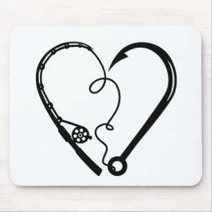 FISHING ROD HEART HOOK MOUSE PAD