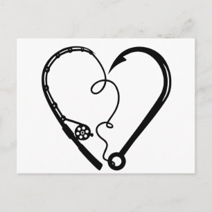 FISHING ROD HEART HOOK POSTCARD