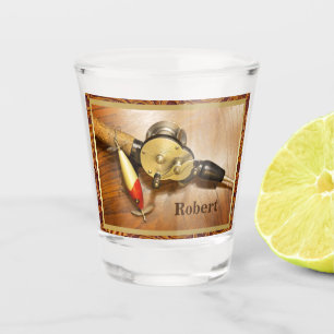 Fishing Rod Reel And Lure Personalized Shot Glass