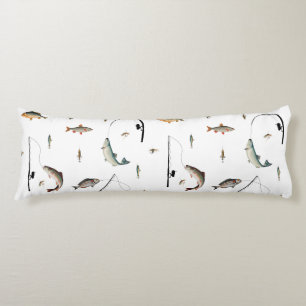 Fishing Rod & Reel Fish Theme Pattern Body Pillow