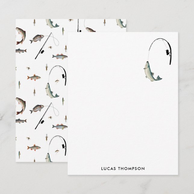 Fishing Rod & Reel Fish Theme Pattern Card (Front/Back)