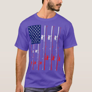 Fishing Rod US Flag Cute Fish Hunting Gift T-Shirt