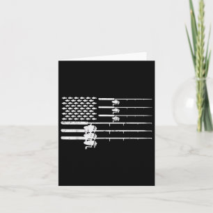 Fishing Rod Us Flag Vintage Patriotic Fisherman An Card
